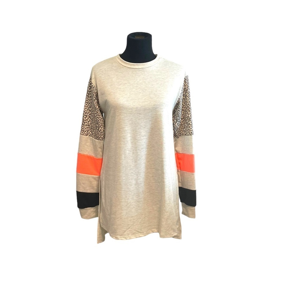 Boutique Cream Animal Print Sweater Top
